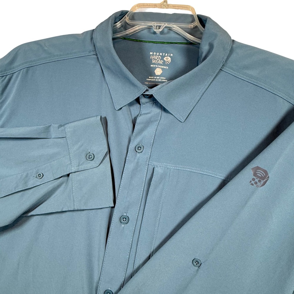 Mountain Hardwear Men's Long Sleeve Button Up Shirt Blue XL Outdoor Performance